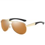 Classic Metal Double Bridge Aviator Sunglasses Wholesale Custom Logo_Gold/Brown