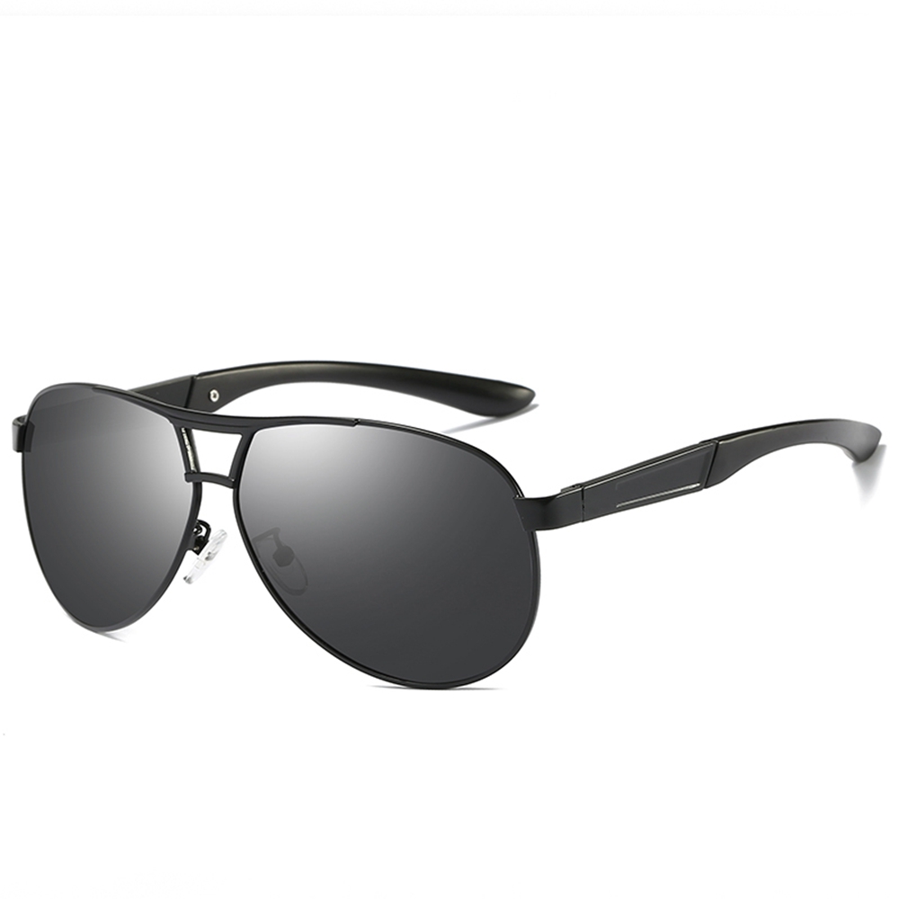 1041P Classic Metal Double Bridge Aviator Sunglasses Wholesale Custom Logo_Black/Grey