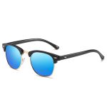 Classic Retro Square Browline Polarized Sunglasses with Metal Rivets