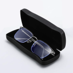 Black PU Leather Hard Shell Eyeglass Case Iron Clamshell Glasses Box - Image 5