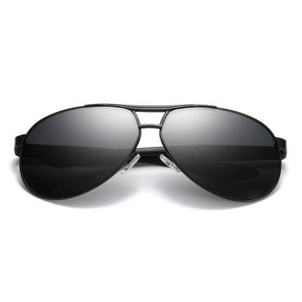 Classic Metal Double Bridge Aviator Sunglasses Wholesale Custom Logo_Black/Grey