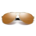 Classic Metal Double Bridge Aviator Sunglasses Wholesale Custom Logo_Gold/Brown