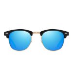Classic Retro Square Browline Polarized Sunglasses with Metal Rivets - Image 2